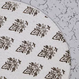 BELLA TRUE 6Pcs White & Grey Printed Cotton Round Table Placemats image 3