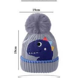 SYGA Wool Cap Beanie with Pom Pom Warm Ear Protection Knitted Cap - Grey image 3
