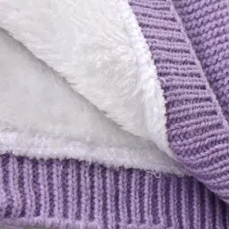 Babyhug Knit Full Sleeves Solid Color Hooded Front Open Sweater with Frill Detailing - Lavender image 5