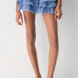 LULU & SKY Checked Mini Tiered Skirts image 4