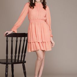 Label Ritu Kumar Peach-Coloured Solid A-Line Dress-picture-8