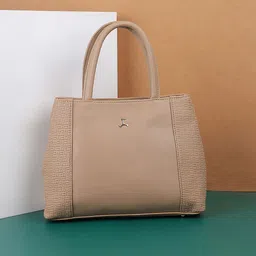 Mochi Beige PU Structured Handheld Bag-picture-24
