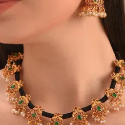 Jaypore Gold Nritya Jhumki Necklace & Earring Set image 4