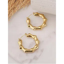 Palmonas Gold Bamboo Hoop Earrings For Womens - Waterproof And Anti-Tarnish-picture-30