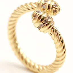 MAHTTAB Gold-Plated Cubic Zirconia studded Finger Ring image 2