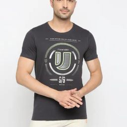 UnderJeans by Spykar Slate Grey Regular Fit Printed T-Shirt-picture-24