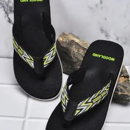 Woodland Men's Black Flip Flops-picture-2