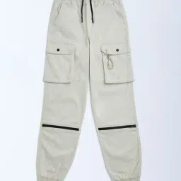 Y&F Kids by Westside Cream Mid-Rise Cotton-Blend Joggers-picture-40