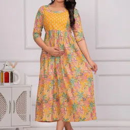 ANUOM Floral Print Maternity Fit & Flare Midi Dress-picture-15