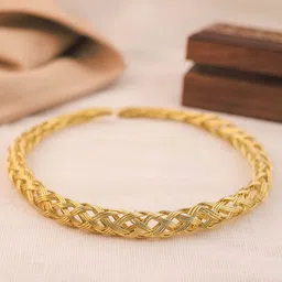 VIRAASI Brass Gold-Plated Criss-Cross Round Hasli Necklace-picture-10