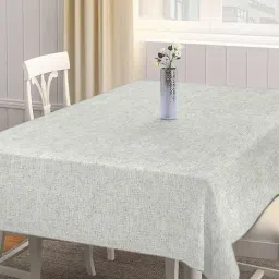 Klotthe Textured Grey & White 130 GSM Cotton 6 Seater Rectangular Table Cover image 2