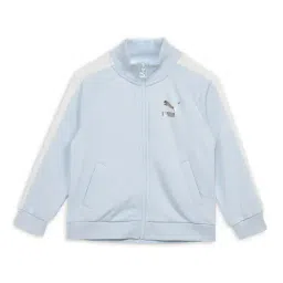 Puma Kids Icy Blue Cotton Logo Full Sleeves Jacket-image-59