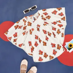Pantaloons Junior Off-White & Orange Printed Top-image-38