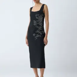 Wardrobe by Westside Black Embellished A-Line Dress-image-53