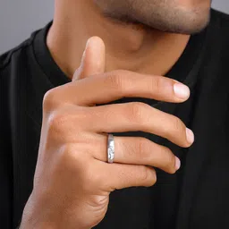 GIVA Men 925 Silver Rhodium-Plated Cubic Zirconia Studded Fibonacci Flow Finger Ring image 4