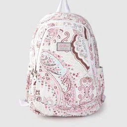 Lino Perros Women White & Pink Paisley Print 13 Inch Laptop Backpack-picture-30