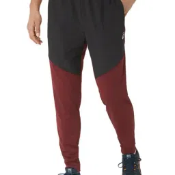 Asics Antique Red & Black Regular Fit Colour Block Sports Joggers-picture-18