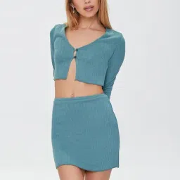 Forever 21 Blue Crop Top Mini Skirt Set-picture-22