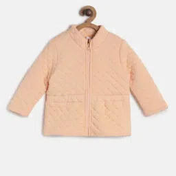 MINIKLUB Kids Peach & White Printed Full Sleeves T-Shirt with Jacket image 4