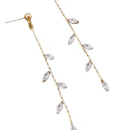 DressBerry Gold-Plated CZ Studded Contemporary Drop Earrings image 2