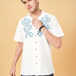7 Alt by Pantaloons Off White Cotton Relaxed Fit Printed Shirt-image-79
