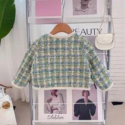 StyleCast x Revolte Girls Collarless Self Design Tailored Jacket image 3