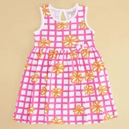 Pantaloons Junior Fuchsia Pink & White Cotton Floral Print Dress image 2