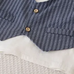 StyleCast x Revolte Boys Striped T-Shirt With Attached Waistcoat & Shorts image 4