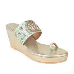 Rocia by Regal Women's Green Toe Ring Wedges-image-37