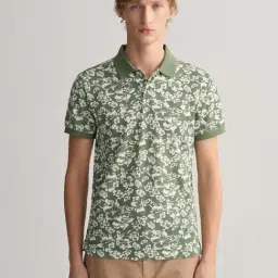 GANT Green Regular Fit Cotton Polo T-Shirt-image-0