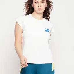 Clovia White Graphic Print Active T-Shirt-picture-14