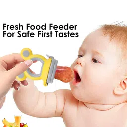 Joy Buzz Kids Set Of 3 Baby Food Feeder Nibbler & Rattle Teether - Pink & Yellow image 3