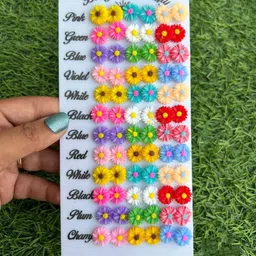 Balasundri Women Set Of 36 Plastic Cute Daisy Flower Earrings-picture-12