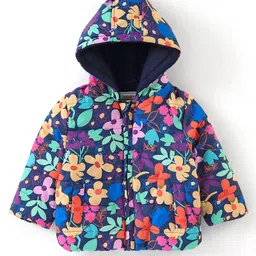 Babyhug Woven Full Sleeves Hooded Jacket Floral Print - Multicolour-picture-23