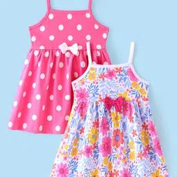Babyhug Cotton Single Jersey Knit Sleeveless Frocks Polka Dot & Floral Print Pack of 2 White & Pink-picture-13