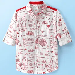 INFINITY Full Sleeves Nautical Theme Printed Shirt - White-picture-16