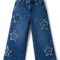 arias by lara dutta Arias Cotton Woven Full Length Stretchable Dark Washed Jeans With Star Applique - Navy Blue-picture-19
