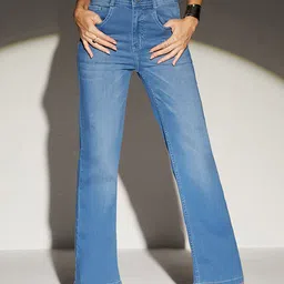 Miss Chase Women Wide Leg Light Fade Stretchable Jeans-image-86