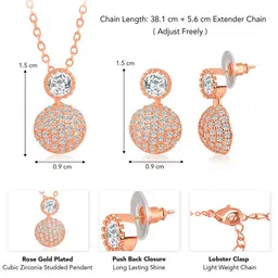 Peora Rose Gold-Plated CZ-Studded Jewellery Set image 3