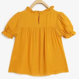 Chuppan Chupai Rayon Half Sleeves Solid Top - Mustard image 3