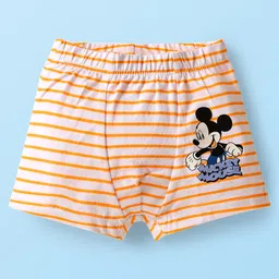 Babyhug Disney 100% Cotton Trunks With Mickey Mouse & Family Graphics Pack Of 3 - Purple Light Green & Orange image 2
