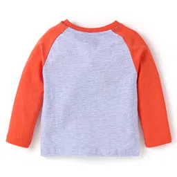 Babyhug Terry KnitSleeveless Front Open HoodedSweatjacket & Lounge Pant Set with Full Raglan Sleeves Text Printed T-Shirt - White Navy & Orange image 3