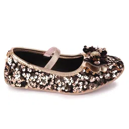 Boyz n Galz Sequenced Bow Applique Detailed Ballerinas - Rose Gold image 4