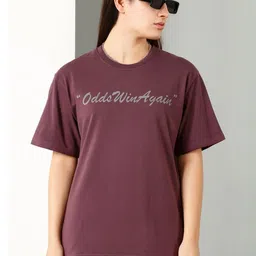 Own The Look Women Typography Printed Pure Cotton T-shirt image 4