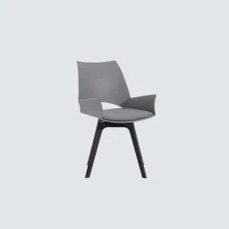 royaloak Zyra Fiber Cafe Chair with Revolving Mechanism In Light Grey Color image 3