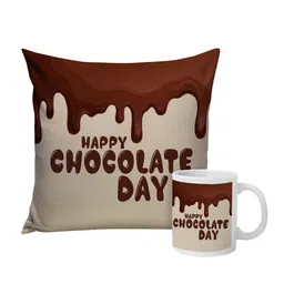 Tied Ribbons Brown & Beige Valentine Cushion and Mug Gift Set image 2