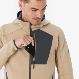 quechua Men’s mountain hiking fleece jacket, MH500 Full Zip - Beige image 5