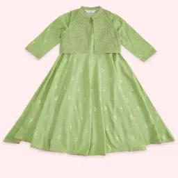 Akkriti by Pantaloons Kids Green Embroidered Dress-picture-27