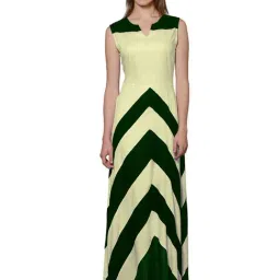 PATRORNA Cream & Green Color-Block Gown-image-86