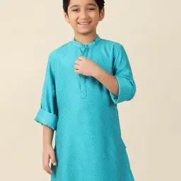 Fabindia Kids Sky Blue Printed Full Sleeves Kurta-picture-33
